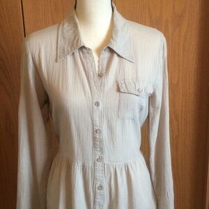 Mür Mür Khaki Button Down Tunic/Blouse